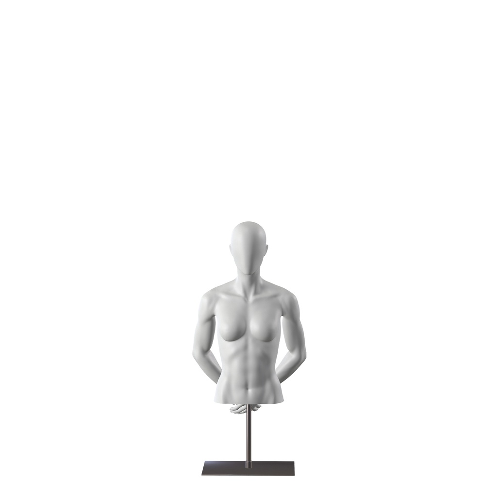 Sport bust without legs, female, grey, metal base, abstract head, pose 252