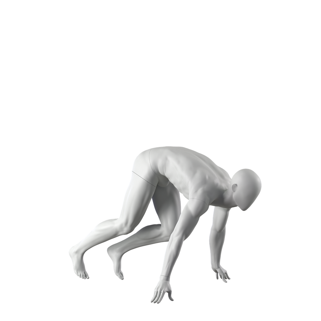 Start to run sport mannequin, male, grey, abstract head, pose 303