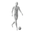 Soccer sport mannequin, male, grey, abstract head, standing pose 322