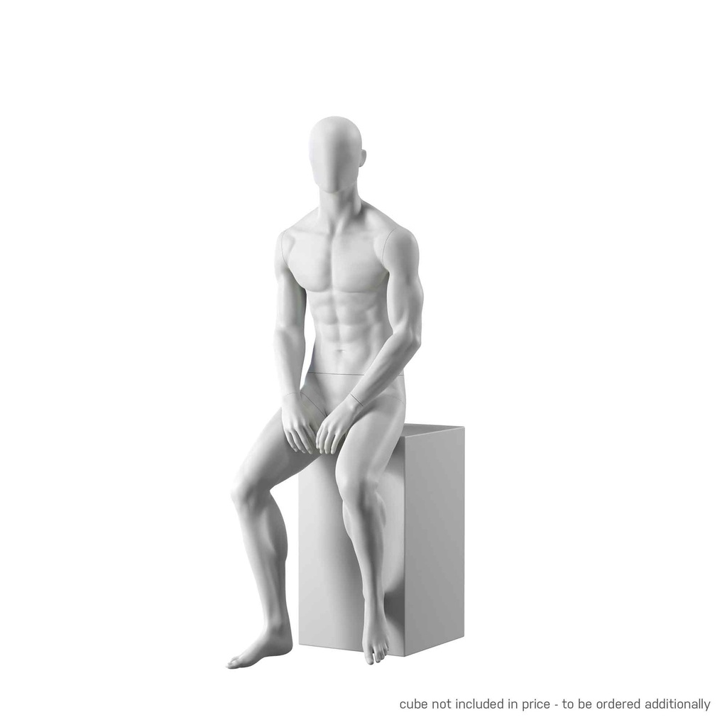 BINK - Sport mannequin, male, grey, abstract head, seated pose 326
