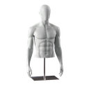 Sportbust without legs, male, grey, metal base, abstract head, pose 551