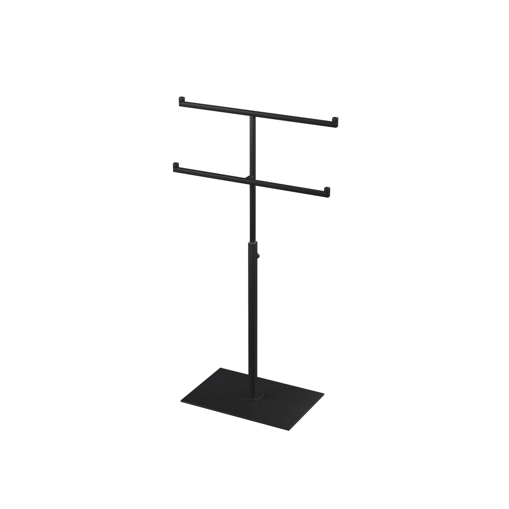 Double T-stand, for jewelry display, black powder-coated steel