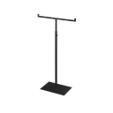 Adjustable T-stand, for displaying (hand)bags, scarves, and jewelry, black powder-coated steel