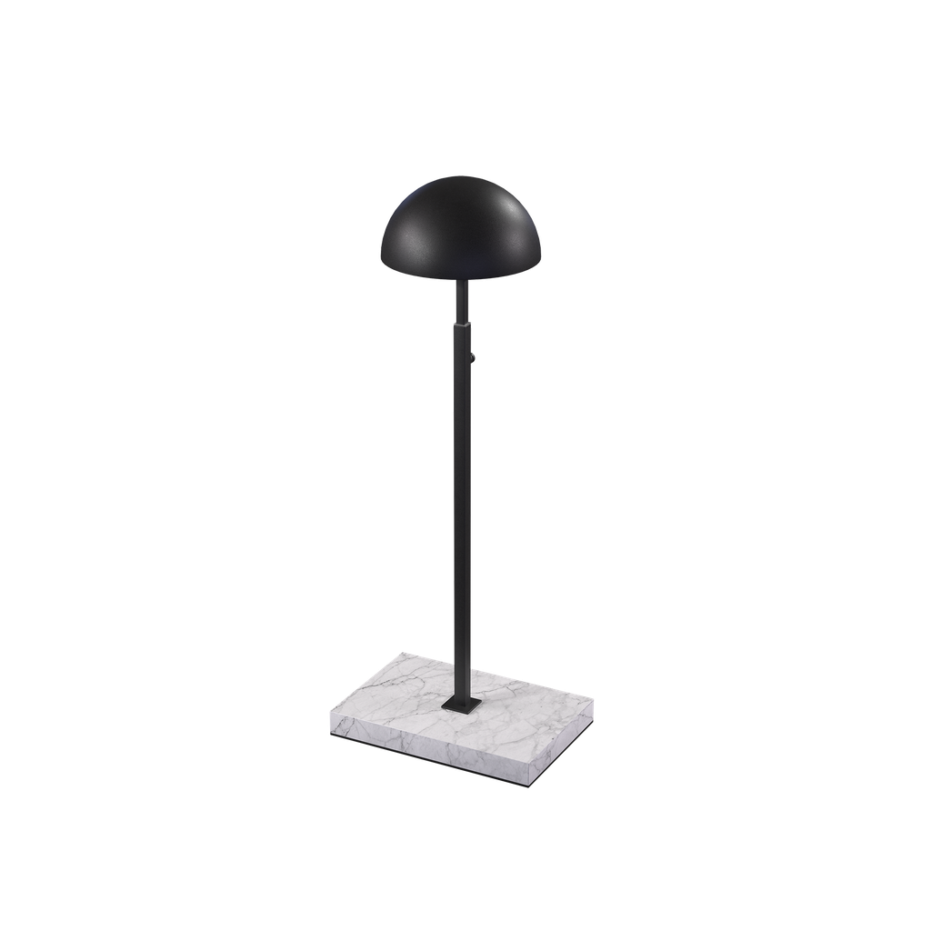 BINK - Hat display stand, for displaying hats and caps, black powder-coated steel with marble-look base