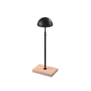 Hat display stand, for displaying hats and caps, black powder-coated steel with wooden base