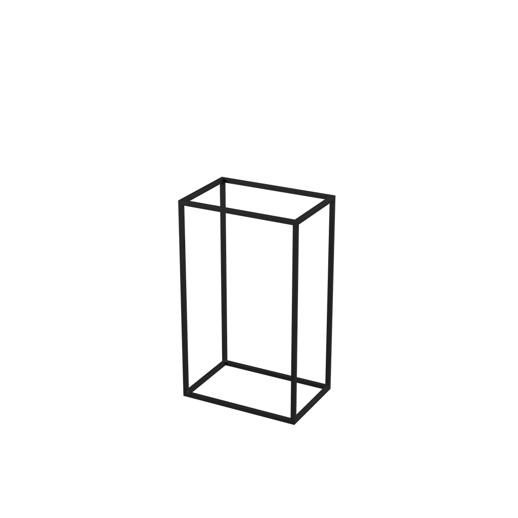 Universal accessories display, black powder-coated steel