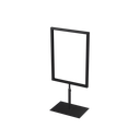 A4 info display, adjustable height, black powder-coated steel, interior