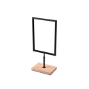 A4 info display, adjustable height, black powder-coated steel with wooden base, interior