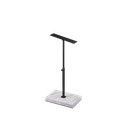 Shoe stand, adjustable height, black powder-coated steel with marble-look base