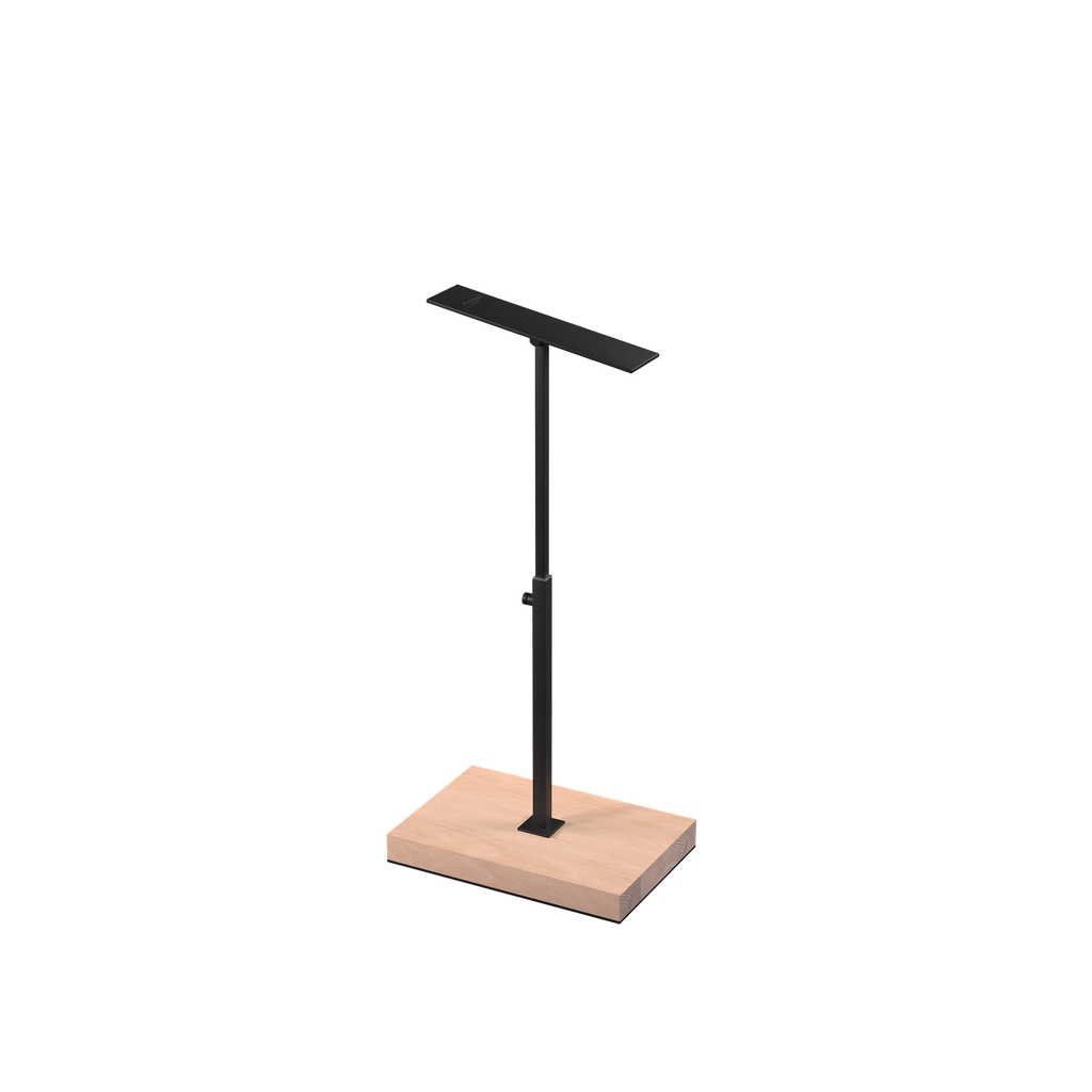 BINK - Shoe stand, adjustable height, black powder-coated steel with wooden base