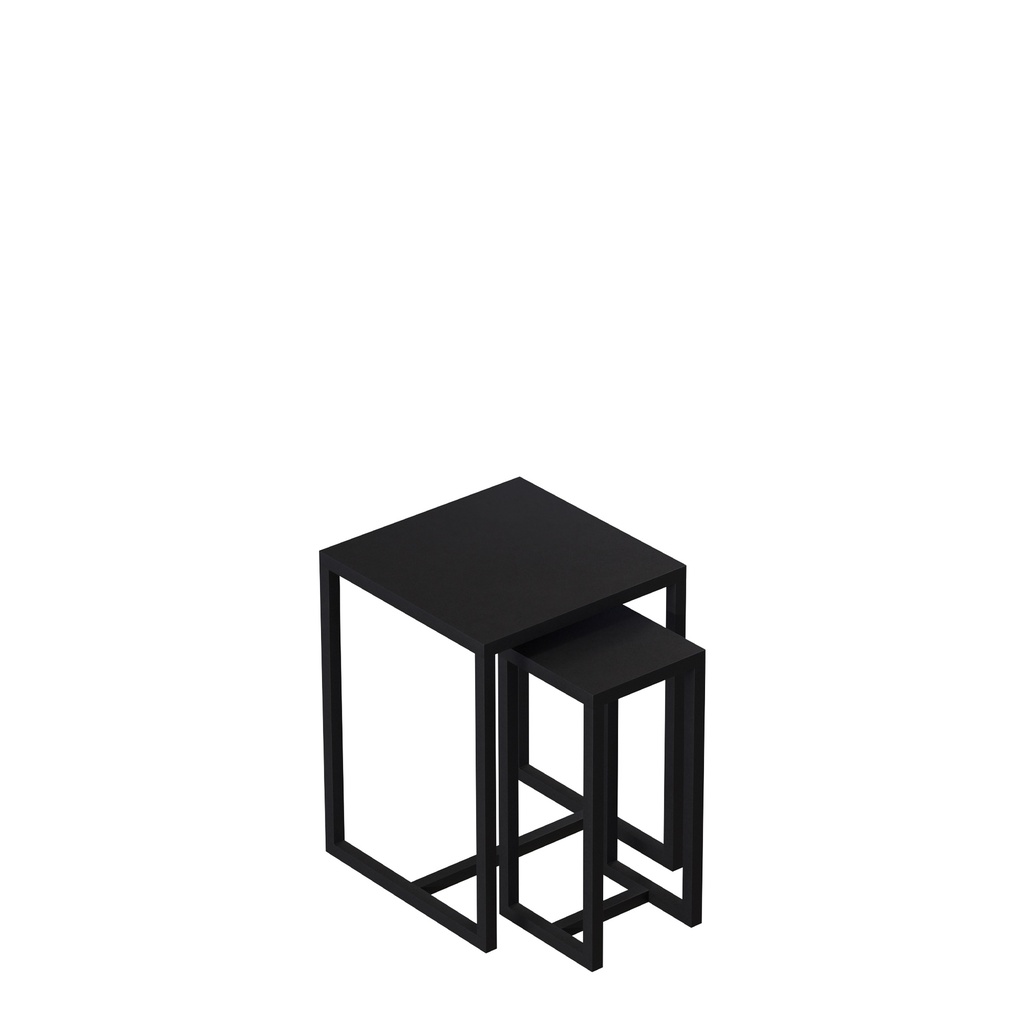 BINK - Set of 2 side tables, 30x30xh43 cm and 36x36xh48 cm, black powder-coated metal