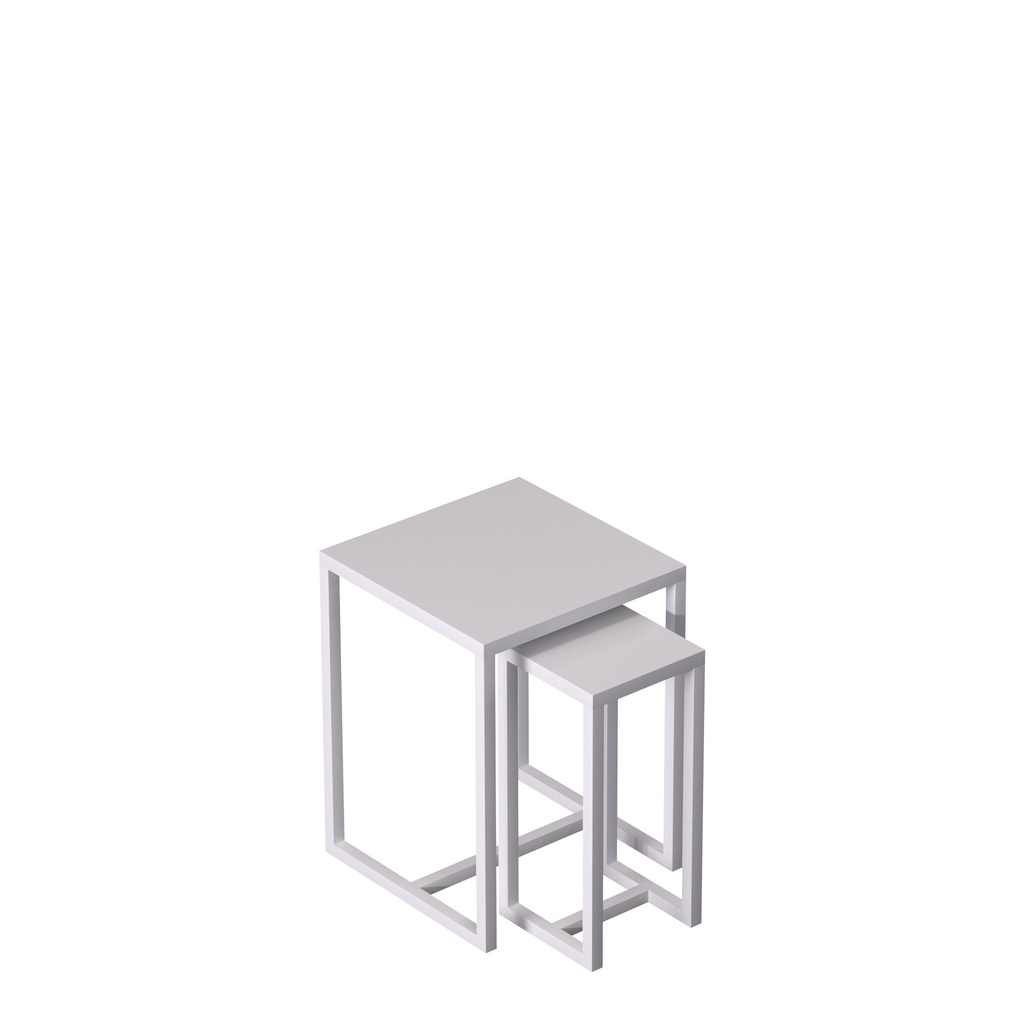 BINK - Set of 2 side tables, 30x30xh43 cm and 36x36xh48 cm, white powder-coated metal