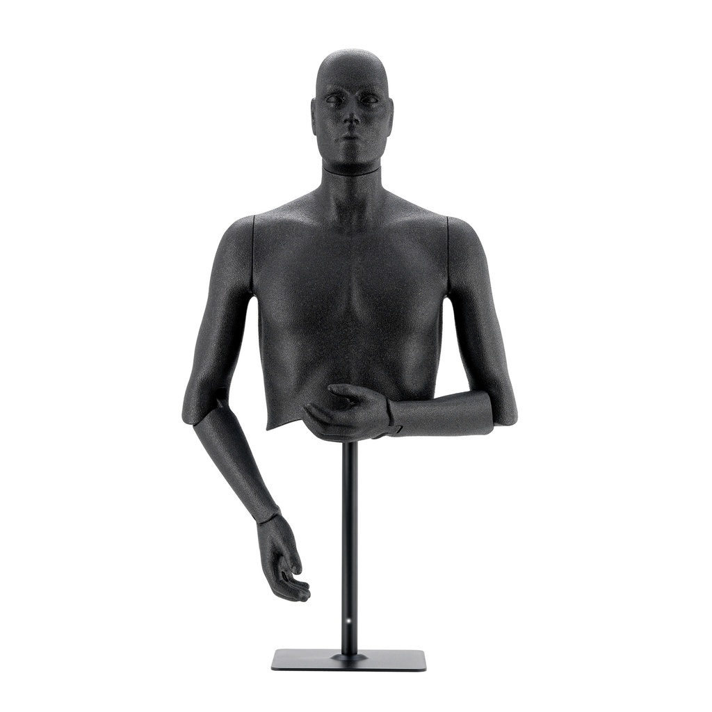 BINK - Flexible men's bust, black, including square stand, including neck cap