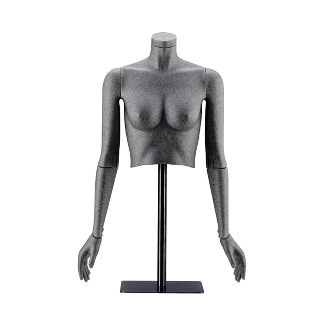 BINK - Flexible women's bust, black, including square black stand, including neck cap