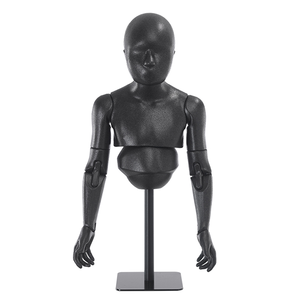 BINK - Flexible children's bust, black, including square black stand