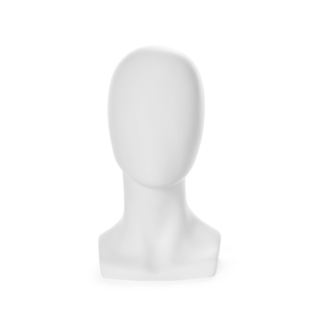 Abstract female egghead, finished in FRP, white mat