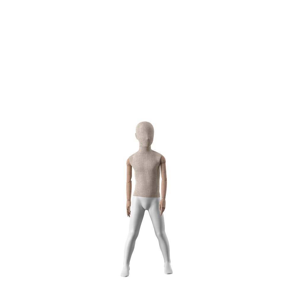 BINK - vintage mannequin, child, wooden arms, covered with fabric, 6 years, standing pose 73