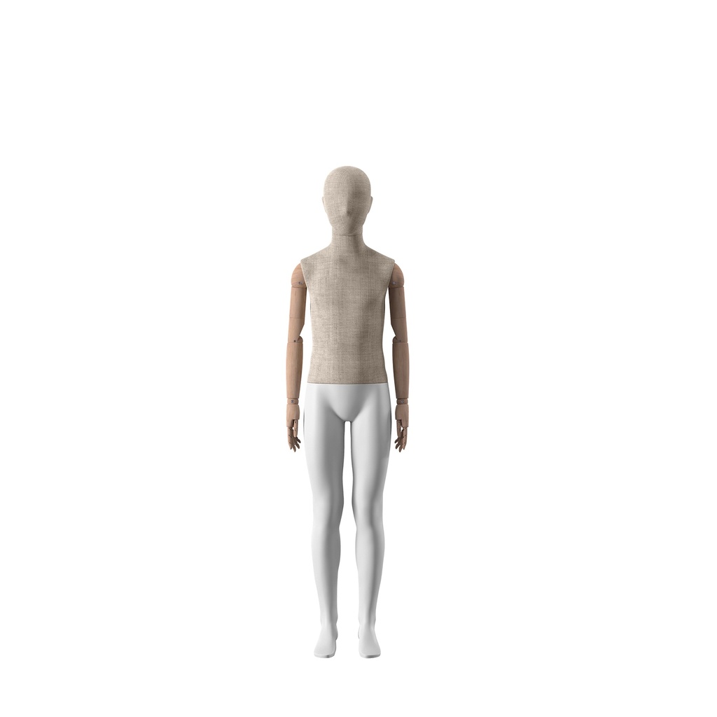 BINK - vintage mannequin, child, boy, wooden arms, covered with fabric, 12 years, standing pose 78