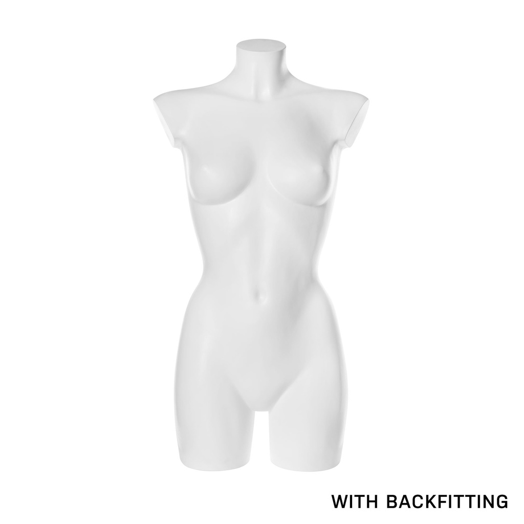 BINK - Plastic mannequin torso, female, B-cup, white recyclable plastic, with backscrew, pose 2005DB_WH