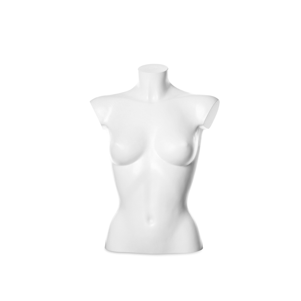 BINK - Plastic mannequin bust, female, type untill waist, white recyclable plastic, pose 2005DCL_WH