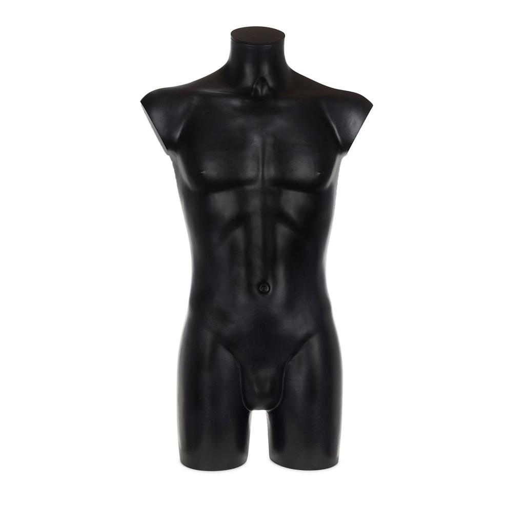 BINK - Plastic mannequin torso, male, with backscrew, black recyclable plastic, pose 2005U_BL