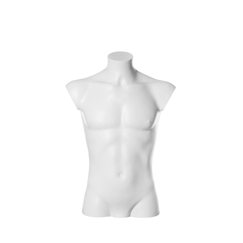 BINK - Plastic mannequin bust, type untill scrotch, male, white recyclable plastic, pose 2005UCE_WH