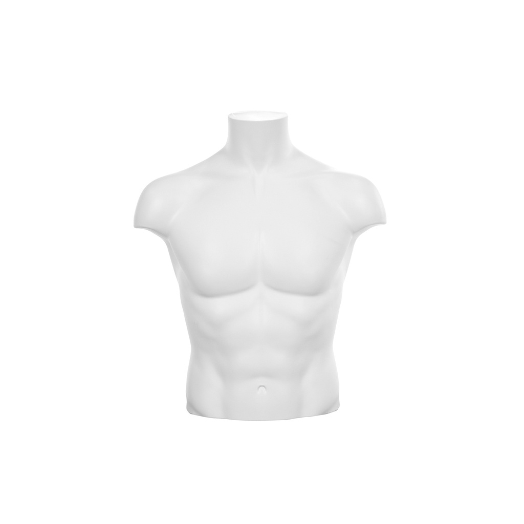 BINK - Plastic mannequin bust, short model, male, white recyclable plastic, pose MSLBUL_WH
