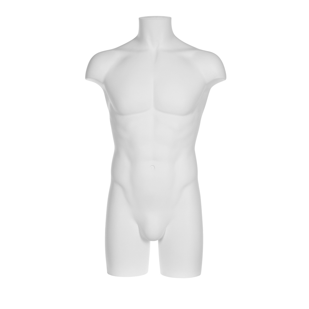 Plastic mannequin torso, male, white recyclable plastic, pose MSLBUST_WH