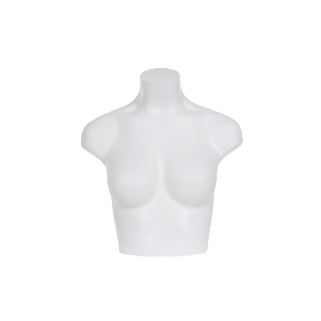 Plastic mannequin bust, short model, female, B-cup, white recyclable plastic, pose SLBUSTXC_WH