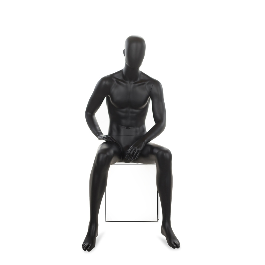 Black male window mannequin, abstract head, pose 23