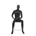 Black male window mannequin, abstract head, pose 23