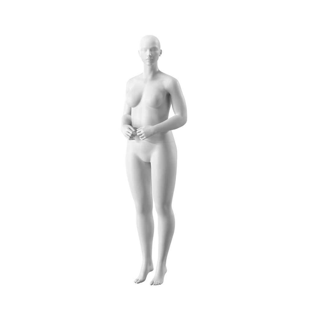 BINK - Plus size mannequin, female, semi-abstract head, size EU44, white matt colour, standing pose 08