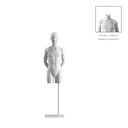 Child torso on stand, 12 years, abstract head, white, pose 322