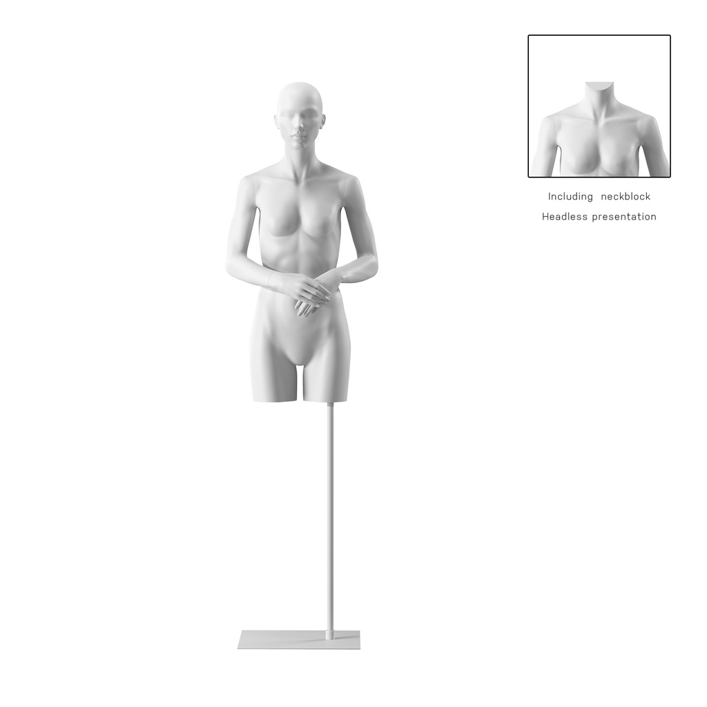 BINK - Female torso on stand, abstract head, white, pose 002
