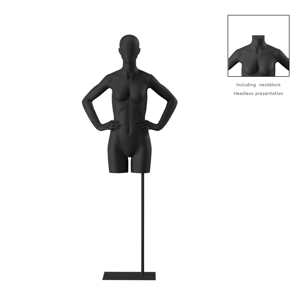 BINK - Female torso on stand, abstract head, black, pose 003