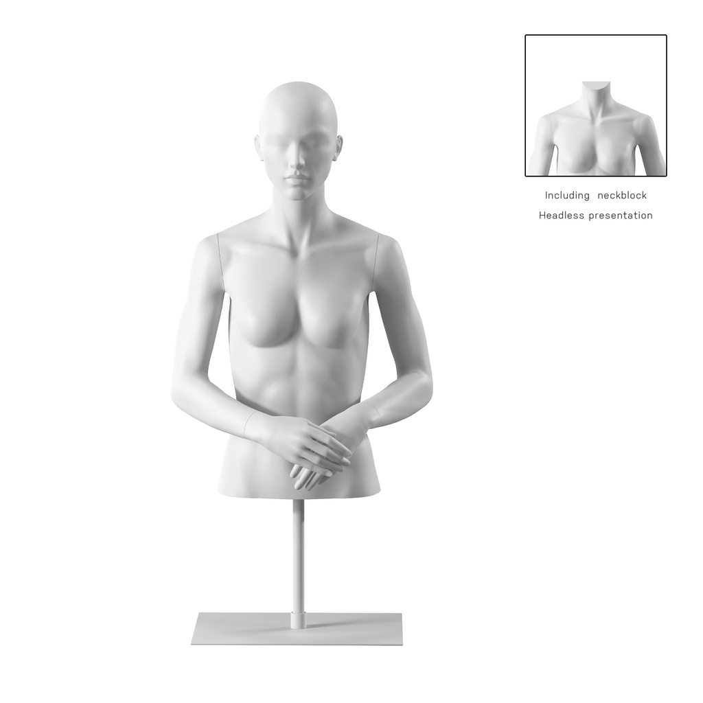 BINK - Female bust on stand, abstract head, white, pose 052