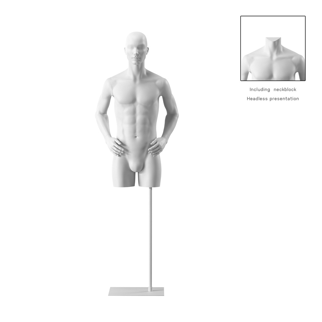 BINK - Male torso on stand, abstract head, white, pose 103