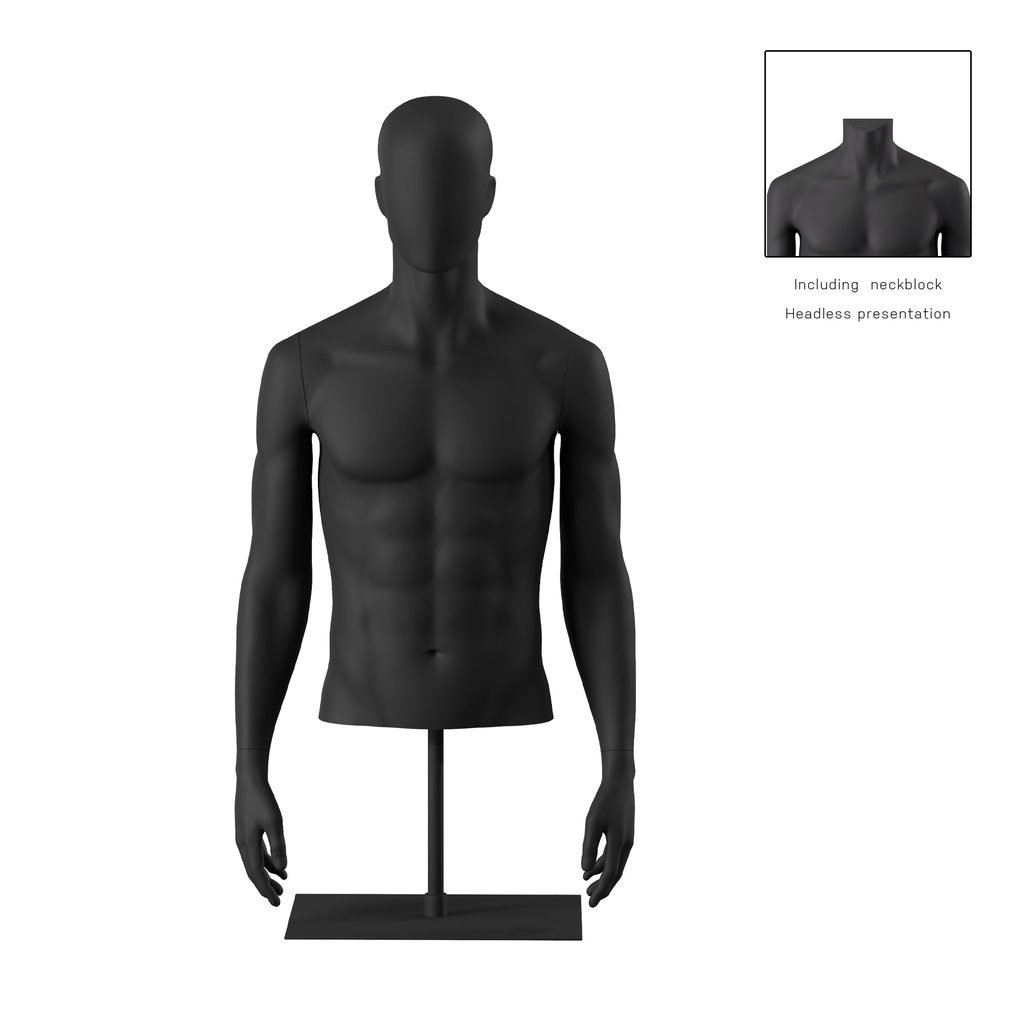 BINK - Male bust on stand, abstract head, black, pose 151
