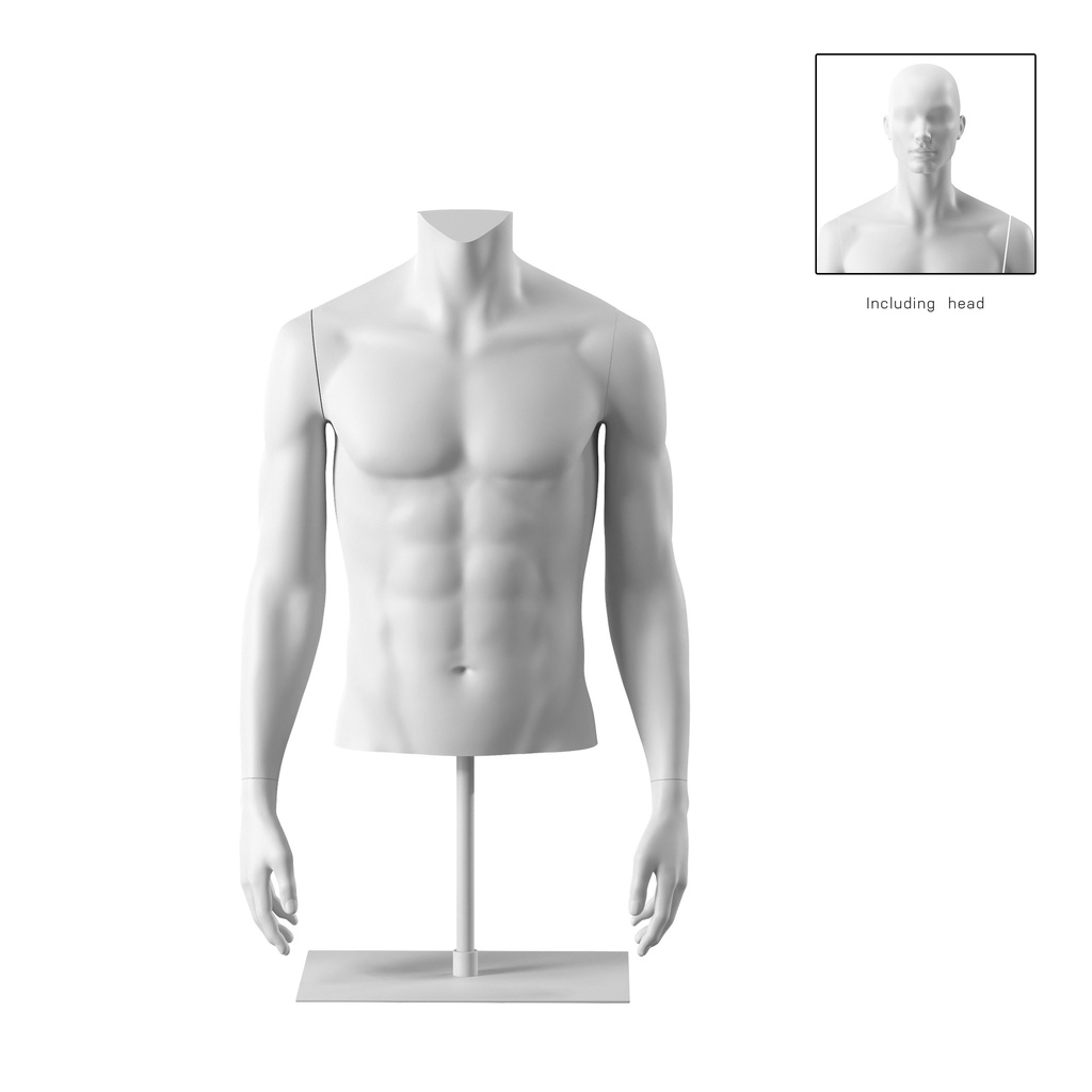 BINK - Short male torso, white, incl. base, Bio FRP