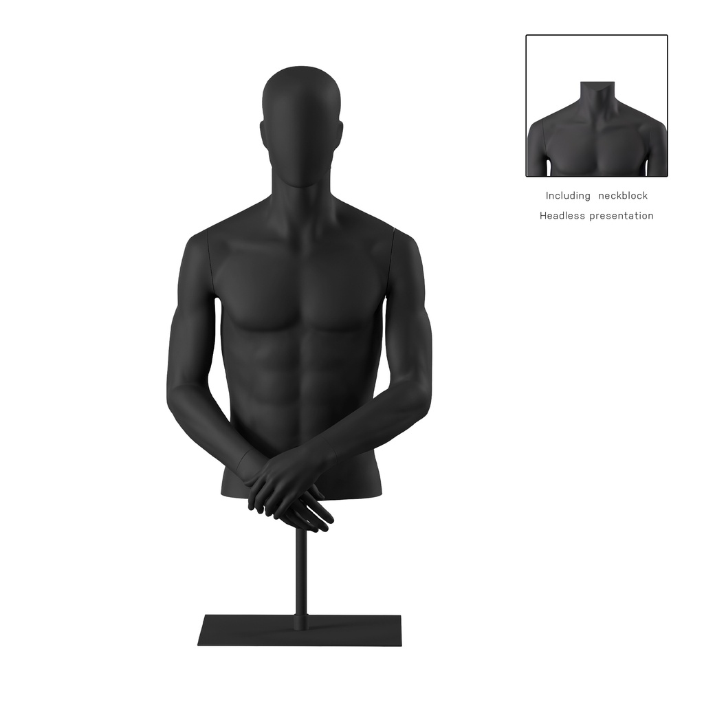BINK - Male bust on stand, abstract head, black, pose 152