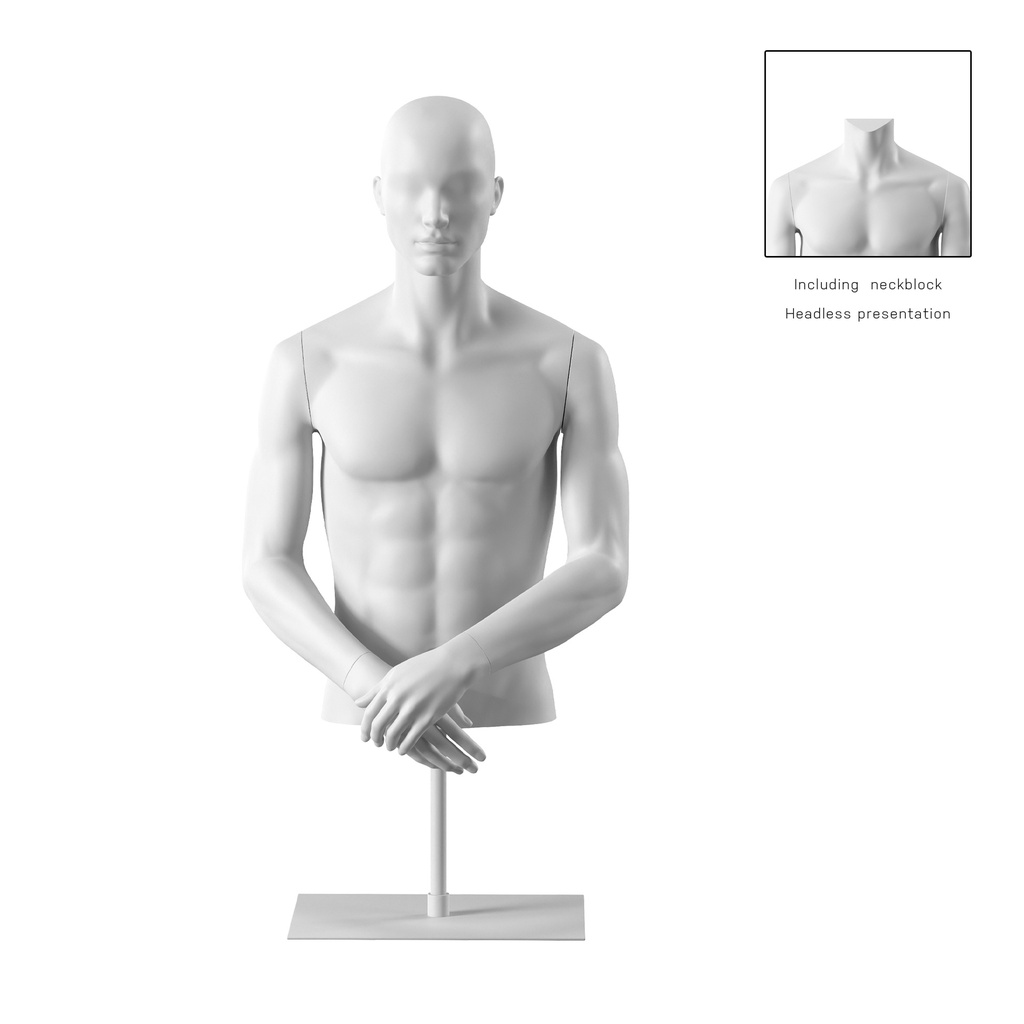 BINK - Male bust on stand, abstract head, white, pose 152