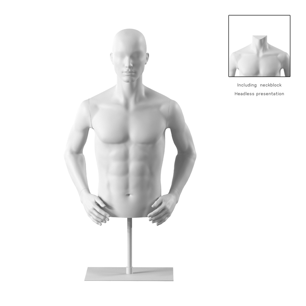 BINK - Male bust on stand, abstract head, white, pose 153