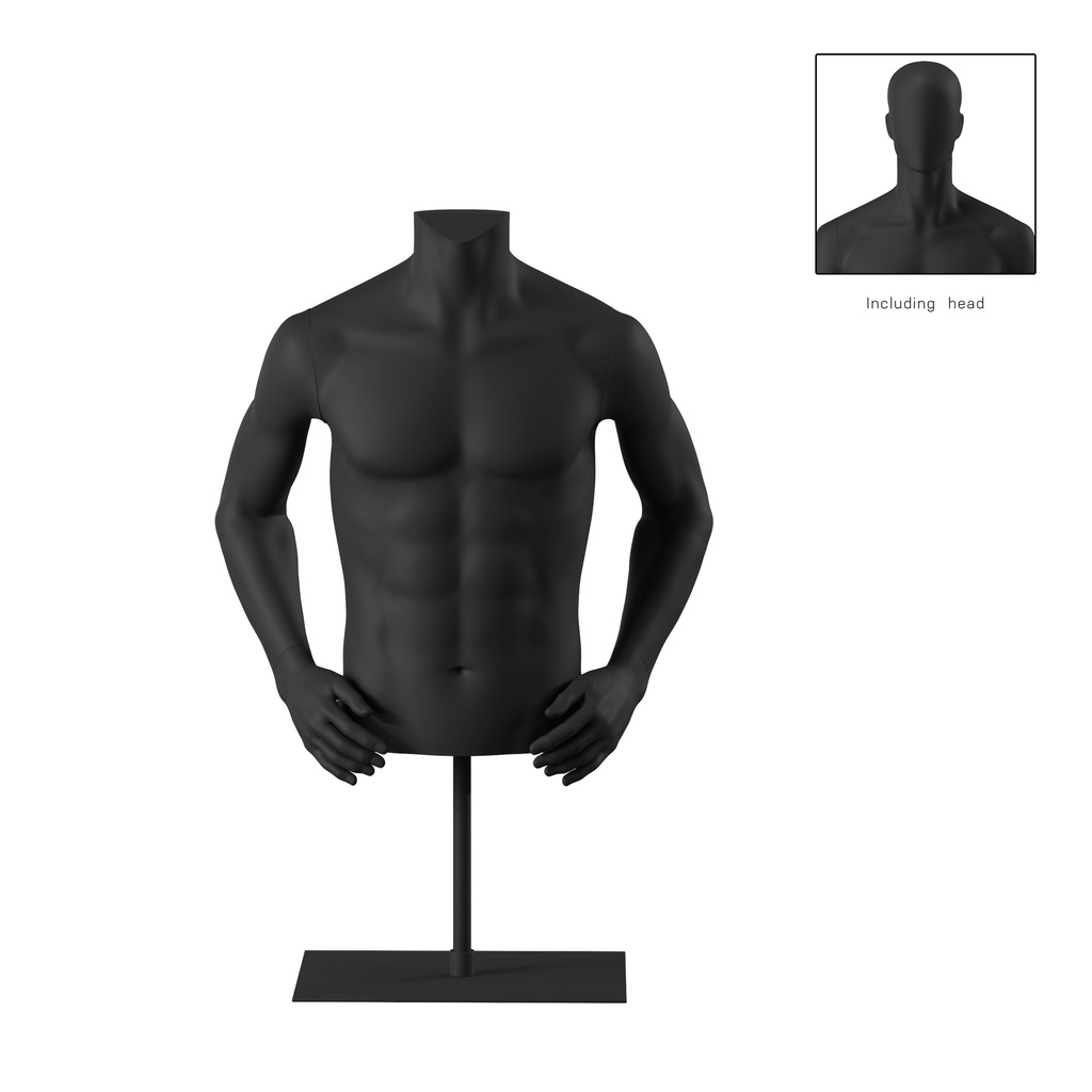 BINK - Short male torso, black, incl. base, Bio FRP