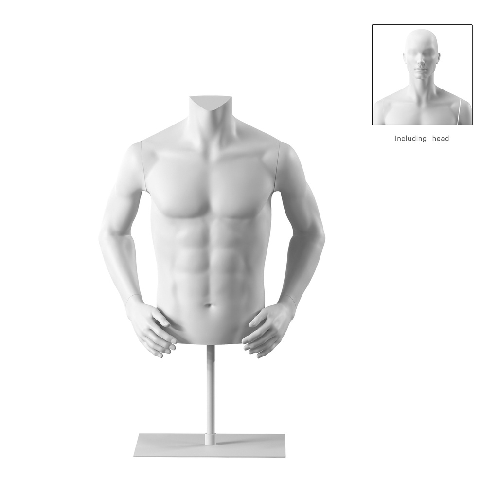 BINK - Short male torso, white, incl. base, Bio FRP