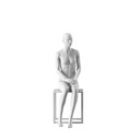 Maniquí femenino, semi abstracto, blanco, sentada
