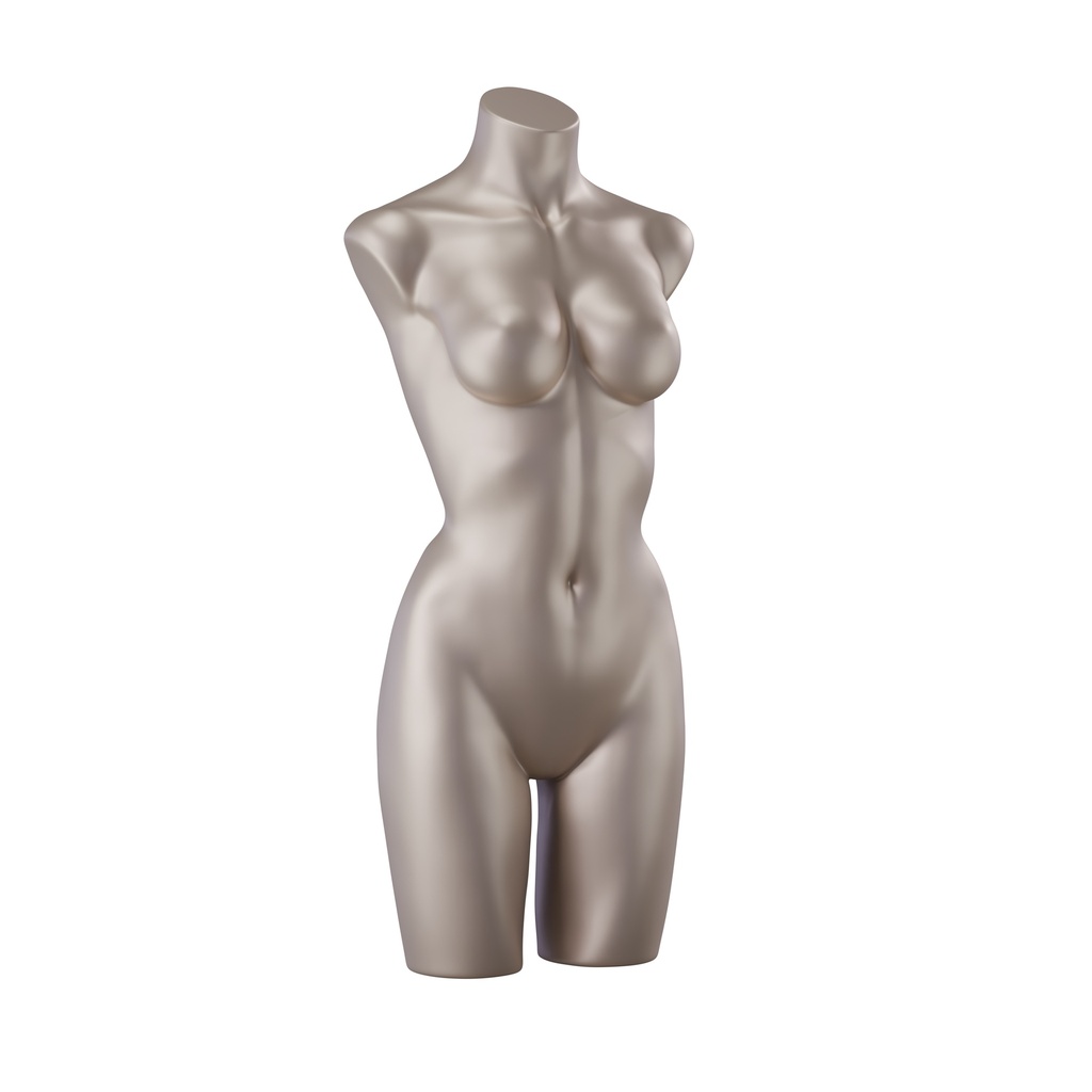 BINK - Lingerie torso, female, C-cup, bronze metallic skin color, pose 002