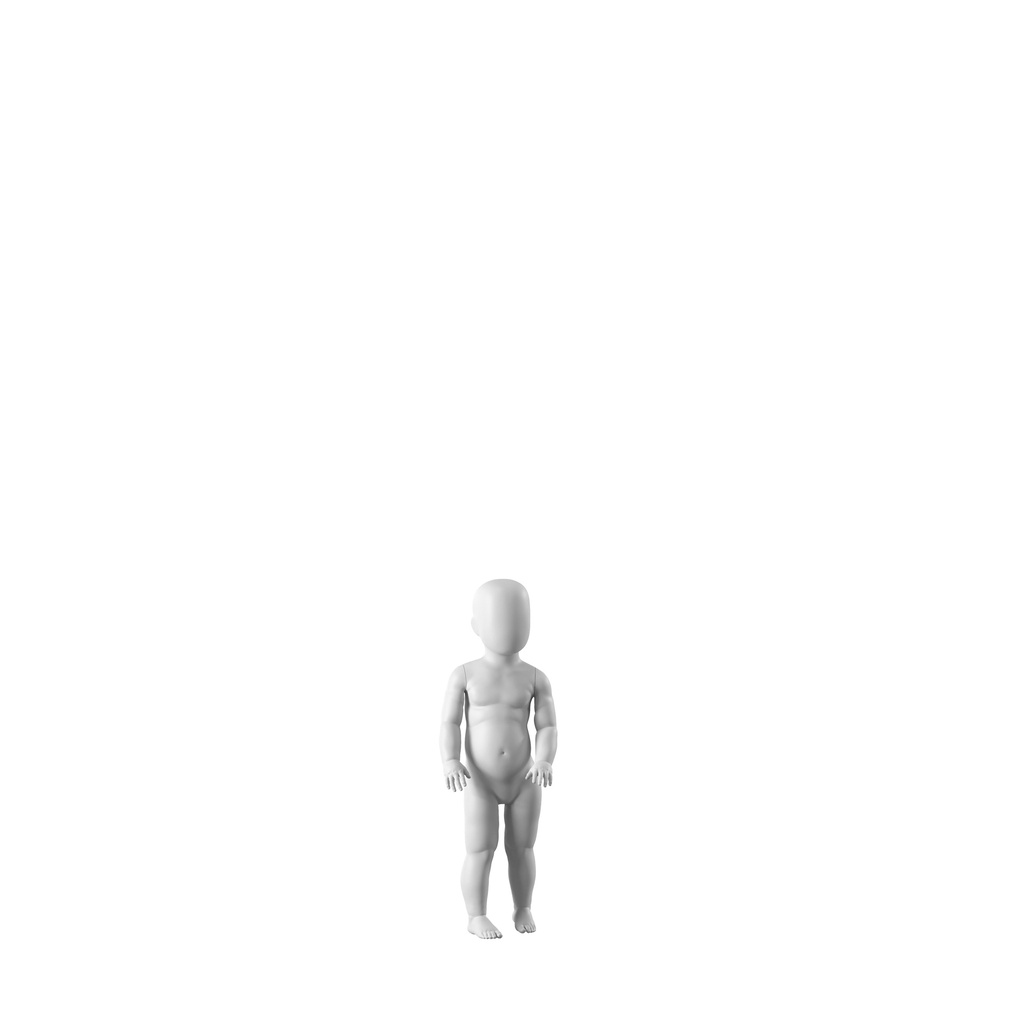 BINK - White abstract child mannequin, with abstract head, 12 months, pose CM302