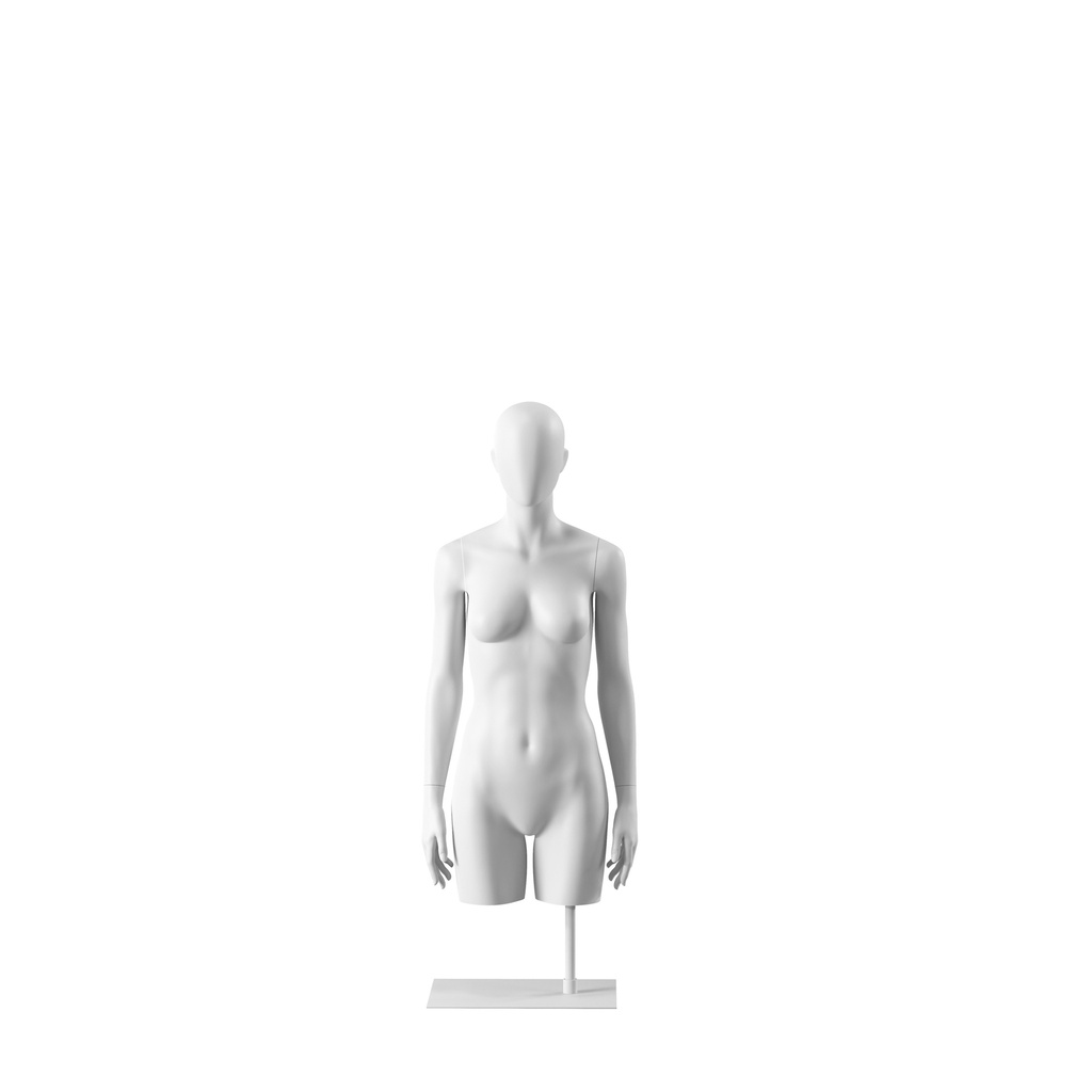 BINK - White abstract female torso, with abstract head, white powdercoated base, pose 053