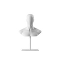 White abstract male head display on white powdercoated base