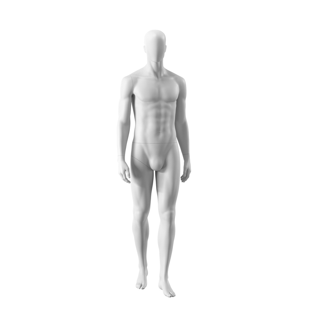 BINK - White abstract male mannequin, with abstract head, white powdercoated base, pose MM101